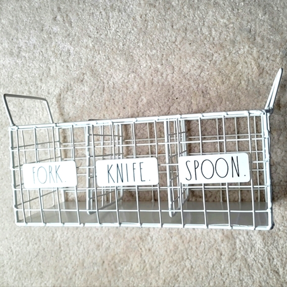 Rae Dunn Rustic 3 Section Utensil Holder: Fork, Knife, Spoon - Picture 2 of 6